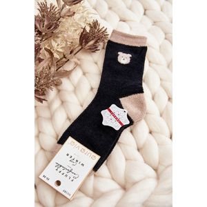Dámské teplé ponožky s medvídkem, černé obraz