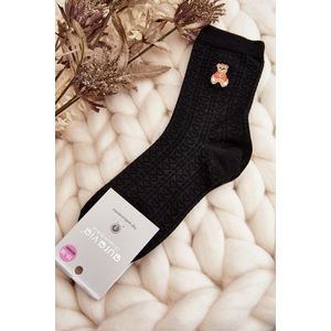 Dámské vzorované ponožky s medvídkem, černá obraz