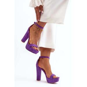 Pohodlné semišové sandály na vysokém podpatku, Purple Essence obraz