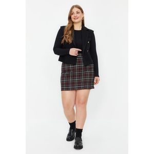 Trendyol Curve Black Plaid / Checkered Tweed Woven Skirt obraz