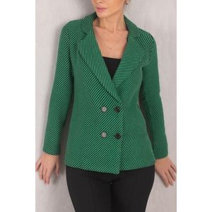 Armonika dámská zelená pruhovaná vzorovaná čtyřtlačítková kašmírová bunda obraz