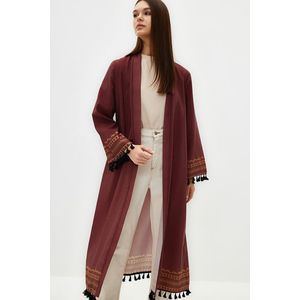 Trendyol Brown Ethnic Patterned Cotton Blended Long Woven Kimono & Kaftan obraz