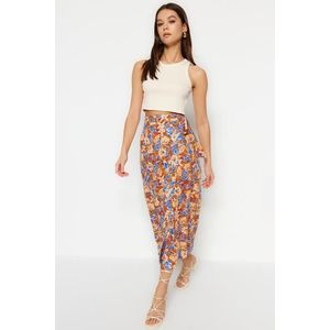 Trendyol Multicolored Floral Patterned Viscose Fabric Midi Woven Skirt obraz