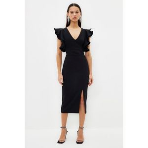 Trendyol Black Ruffle Detail Elegant Evening Dress obraz