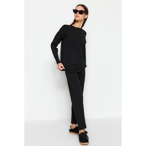 Trendyol Black Sweater-Pants Knitwear Top-Bottom Set obraz