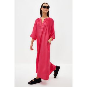 Trendyol Fuchsia V Neck Half Sleeve Aerobin Woven Kimono & Kaftan Dress obraz