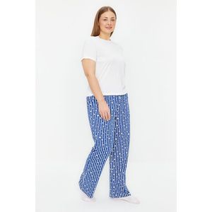 Trendyol Curve námořnicky modré pruhované pletené pyžamové kalhoty obraz