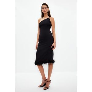 Trendyol Black Fitted Evening Dress with Weave Tights obraz