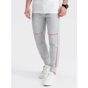 Ombre Men's sweatpants with contrast stitching - grey melange obraz
