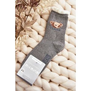 Silné bavlněné ponožky s medvídkem, šedé obraz