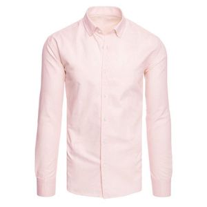 Pánská jednobarevná světle růžová košile Dstreet obraz