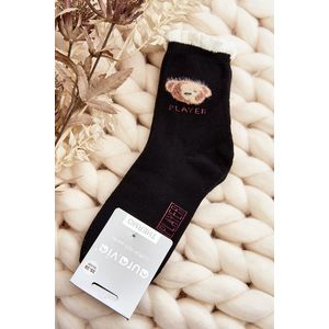Silné Bavlněné Ponožky S Medvídkem, Černá obraz