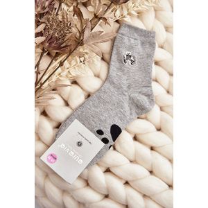Dámské bavlněné ponožky s nášivkou medvídka, šedá obraz