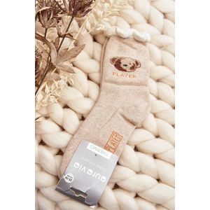 Silné bavlněné ponožky s medvídkem, béžové obraz