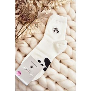Dámské bavlněné ponožky s nášivkou medvídka, bílé obraz
