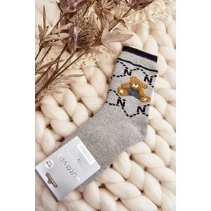 Teplé bavlněné ponožky s medvídkem, šedé obraz