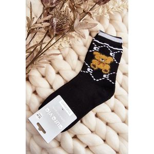 Teplé Bavlněné Ponožky S Medvídkem, Černá obraz