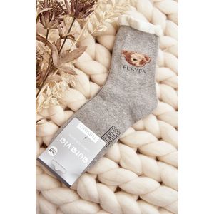 Silné bavlněné ponožky s medvídkem, světle šedé obraz