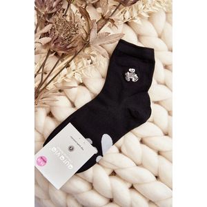 Dámské bavlněné ponožky s nášivkou medvídka, černá obraz