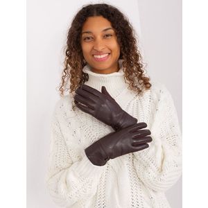 Tmavě hnědé zimní rukavice s ekokůží obraz