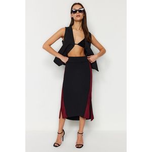 Trendyol Black Color Block Midi Thick Flexible Knitted Skirt obraz