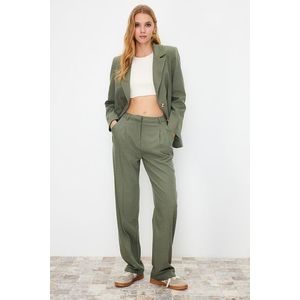 Trendyol Limited Edition Mint Straight Pleated Woven Trousers obraz