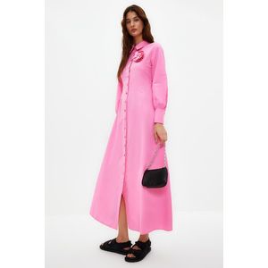 Trendyol Pink Floral Detailed Woven Shirt Dress obraz