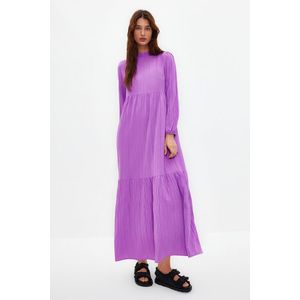 Trendyol Purple High Neck Crinkle Wide Fit Woven Dress obraz