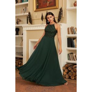 Carmen smaragdové dlouhé večerní šaty s flitry obraz