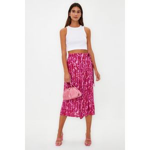 Trendyol Purple Patterned Double Breasted Viscose Fabric Midi Length Woven Skirt obraz