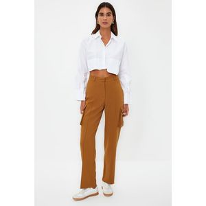 Trendyol Brown Cargo Straight/Straight Fit Woven Double Pocket Woven Trousers obraz