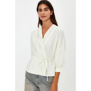 Trendyol Stone Double Breasted Tie Detailed Woven Blouse obraz
