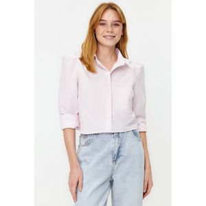 Trendyol Lilac Crop Regular Fit Woven Shirt obraz