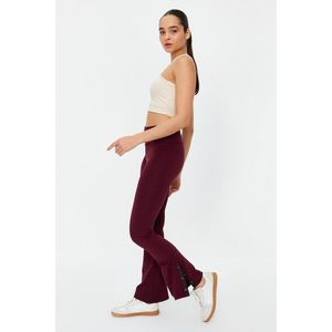 Trendyol Dark Cherry Gatherer Leg Snap Detailed Flare Yoga Knitted Sports Leggings obraz