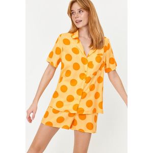 Trendyol Yellow Multi Color Polka Dot Viscose Shirt-Short Woven Pajamas Set obraz