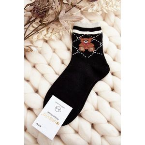 Vzorované dámské Ponožky S Medvídky, Černá obraz