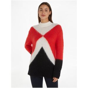 Krémovo-červený dámský svetr s příměsí vlny Tommy Hilfiger - Dámské obraz