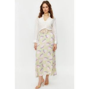 Trendyol Powder Flower Patterned A-Line Woven Skirt obraz