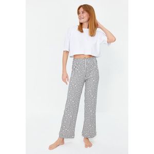 Trendyol antracitové bavlněné pruhované pletené pyžamové kalhoty obraz