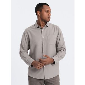 Ombre Men's REGULAR FIT shirt with pocket - gray obraz