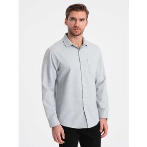Ombre Men's shirt with pocket REGULAR FIT - light grey melange obraz