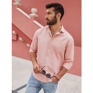 Ombre Men's REGULAR FIT shirt with pocket - pink obraz