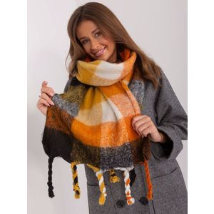Teplý černo-oranžový dámský kostkovaný šátek obraz