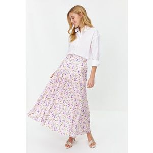 Trendyol pudrově květinový vzor plisovaná tkaná sukně s elastickým pasem obraz