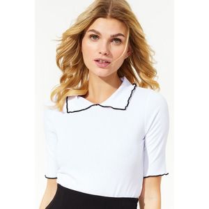 Trendyol White Collar Detailed Fitted/Situated Knitted Blouse obraz