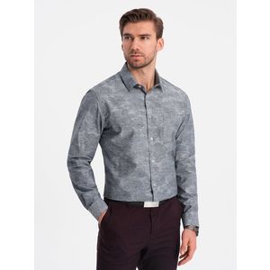Ombre Classic men's flannel cotton plaid shirt - gray obraz