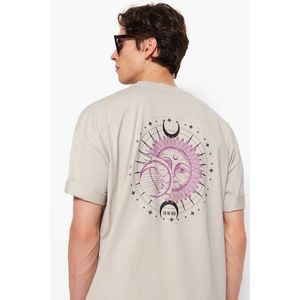 Trendyol Stone Oversize/Wide-Fit 100% Cotton Mystic Printed T-Shirt obraz