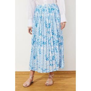 Trendyol modrá vícebarevná široká plisovaná tkaná sukně s elastickým pasem obraz