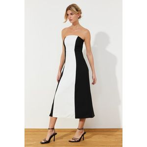 Trendyol Black A-Line Strapless Strapless Maxi Woven Dress obraz