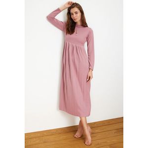 Trendyol Pale Pink Skirt Pleated Scuba Knitted Dress obraz